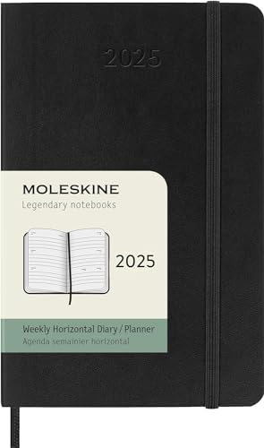 Moleskine Classic 12 Month 2025 Weekly Horizontal Planner, Soft Cover, Pocket (3.5
