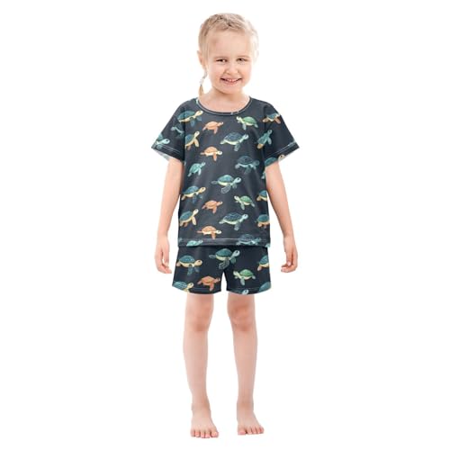 ALAZA Colorful Turtles Pajama Set Short Sleeve Sleepwear Soft Lounge Nightwear3