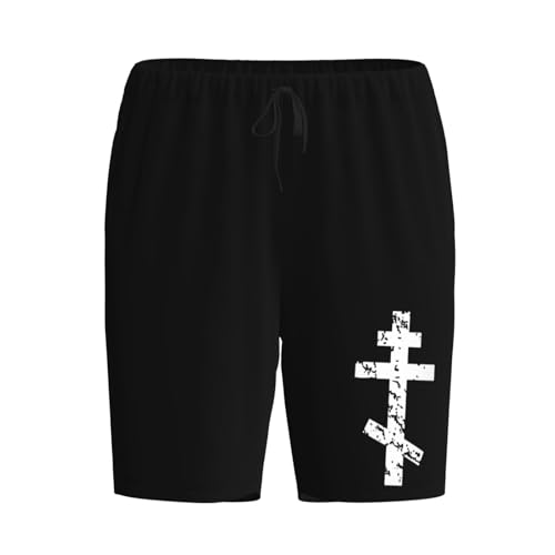 Russian, Greek, Byzantine, Orthodox Cross Pajama Shorts for Men, Men's Pajama Bottoms, Sleepwear for Summer2