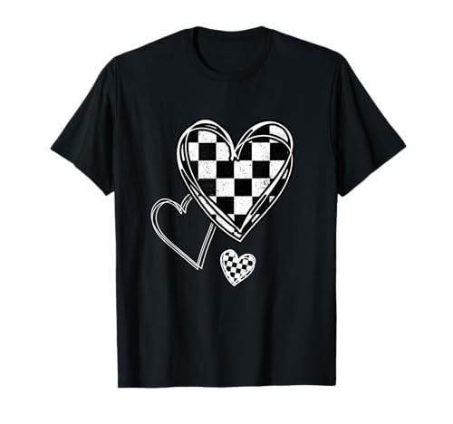 Race Car Checker Flag Racing Heart Auto Racer T-Shirt