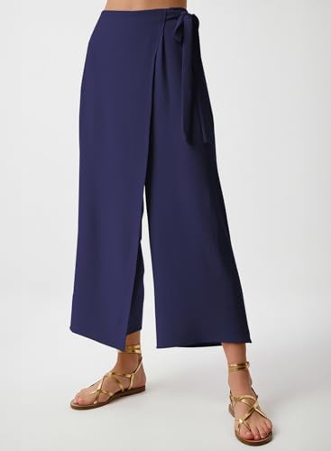 EVALESS Women's Wide Leg Palazzo Pants Work Casual Trousers Summer Elastic High Waisted Cute Side Tie Culottes with Pockets2