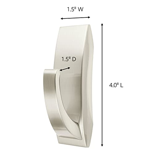 Image of Command MR03-BN-EF Modern Reflections Metal Hook, Large, Brushed Nickel, 1 Hook 2 Large Strips