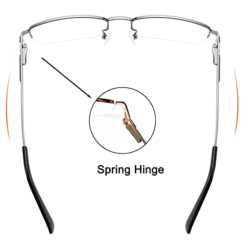 Image of Rectangle Men's Semi Rimless Metal Blue Light Blocking Glasses | Non prescription Anti Bluelight Business Half Rimless Clear Lens Wire Frame Glasses,Computer,Touch Screen,Fashion