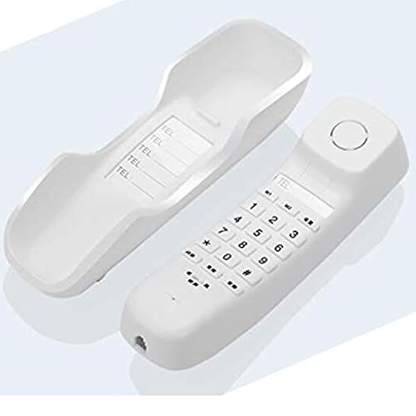 Mini Desktop Corded Landline,Phone Fixed Telephone Wall Mountable Supports Mute Bathroom Telephone,Office,Hotel Color,White