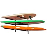 Yes4All Heavy Duty Steel Wall Mount Paddle Board Racks, Surfboard Hanger with Padded Foam, Store & Display Up to 3 Surfboards, Snowboards, Longboards