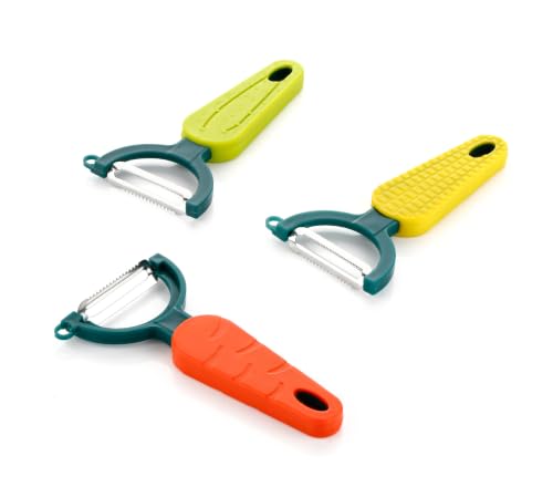 Image of Clazkit Stainless Steel Vegetable Peeler Set of 3 | Sharp Rust-Resistant Fruit & Vegetable Peelers | Ergonomic Handle | Heavy Duty Kitchen Tool