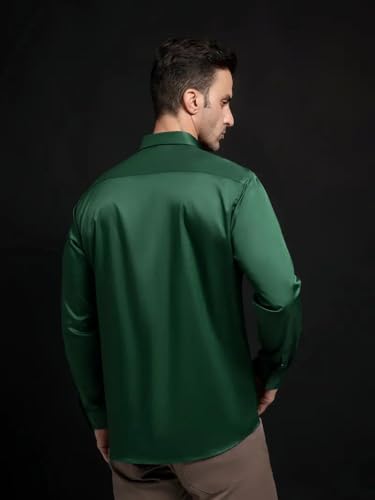 Image of IndoPrimo Men's Stylish Solid Satin Casual Shirt for Men Full Sleeve