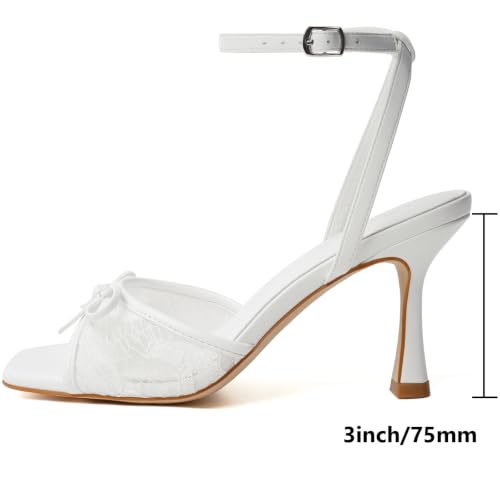 Image of Mostrin Chunky Heels for Women Round Open Toe Strappy Heeled Sandals Ankle Strap Dressy Block Low Heels for Party Wedding Prom Daily