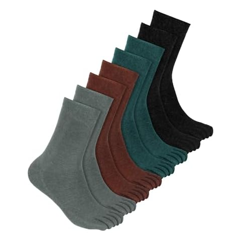 Bencailor 4 Pair Women Five Toe Socks Cotton Toe Socks Athletic Running Long Split Toe Women's Cotton Crew Ankle Socks Cover