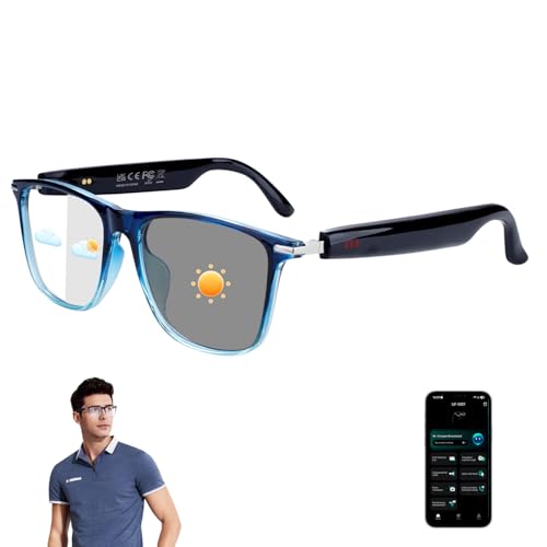 Image of GenXenon Bluetooth 6.0 Real-Time Translation Glasses for Men Women with 164 Languages & Accents,Color-Changing Lenses,Open Ear Audio Sunglasses with Speaker for Business Travel Meeting(Blue