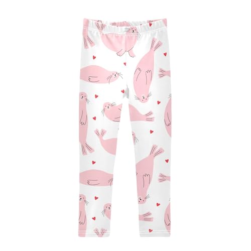 Cute Cartoon Seal Girls Leggings,Workout Leggings for Girls Toddler Athletic Leggings Size for 3-10T