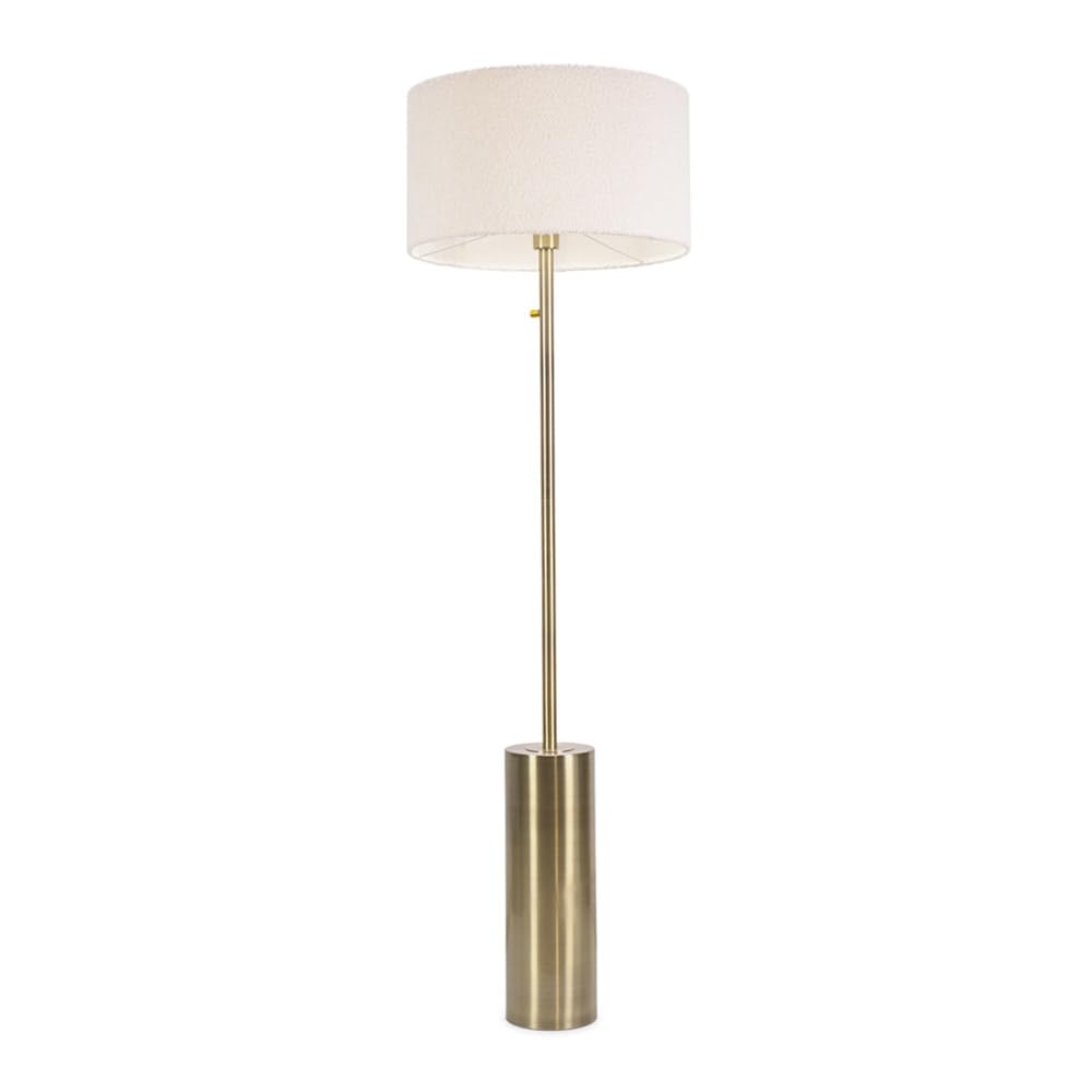 ValueLights | Antique Brass Single Stem Rotary Dimmer Switch Floor Lamp with Cream Boucle Shade | Floor Lamps & Torchieres, Home Décor & Improvement Essential | Includes Bulb