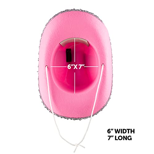 Bedwina Light-Up Pink Kids Cowgirl Hat - (Pack of 2) Little Child Blinking Cowgirl Hats with Tiara and Neck Drawstring - Felt Cowboy Costume Accessories for Small Kids Party Hat and Play Dress-Up