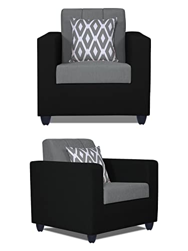 Image of Adorn India Rio HighBack 3+1+1 5 Seater Sofa Set (Black & Grey) (3 Year Warranty)