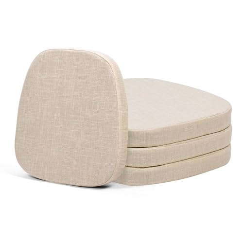 Image of baibu 14x14 Memory Foam Metal Chair Cushions Set of 4, Dual-Layer Design Non-Slip Metal Dining Chair Pads Kitchen Seat Cushion with Machine Washable Cover, 4 Counts, Light Beige