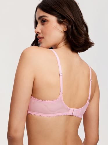Image of DOBREVA Women's Sexy Lace Push Up Plus Size Bra Sheer Balconette Underwire Unlined
