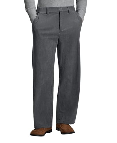 Susclude Mens Corduroy Dress Pants Baggy Wide Leg Old Money Casual