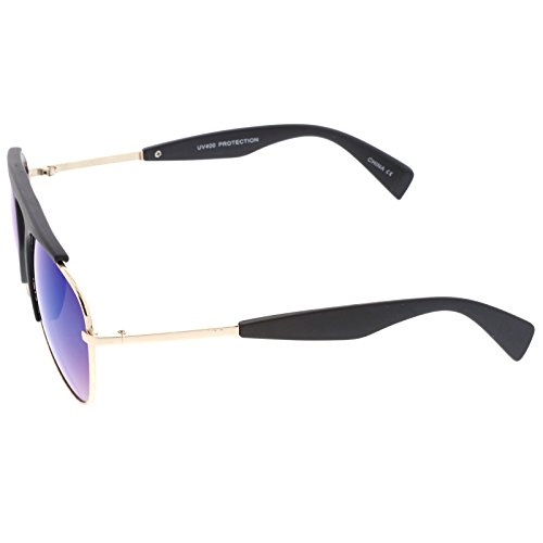 zeroUV - Bold Brow Bar Keyhole Nose Bridge Colored Mirror Lens Aviator Sunglasses 56mm3