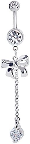 Mutreso Belly Button Navel Ring Surgical Steel Curved Barbell Bananabell Bowknot Navel Piercing Body Jewelry