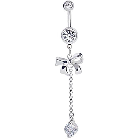 Mutreso Belly Button Navel Ring Surgical Steel Curved Barbell Bananabell Bowknot Navel Piercing Body Jewelry Cover