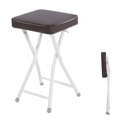 Taburete plegable sin respaldo con asiento acolchado y reposapiés, silla portátil cómoda para uso doméstico