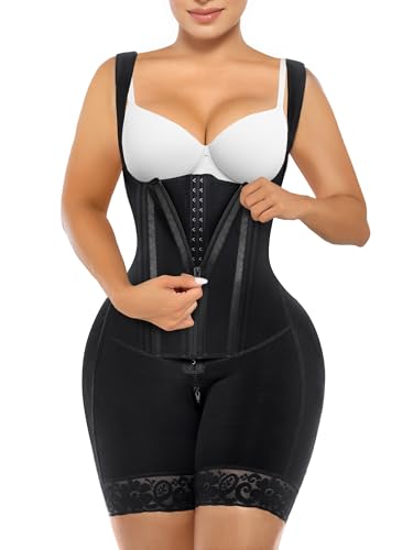 SHAPERX Women's Fajas Colombianas Tummy Control Shapewear Double Compression Postpartum Body Shaper with Zipper & Hooks