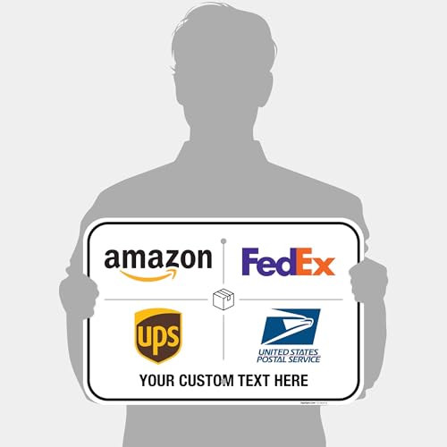 Image of Custom Package Delivery Sign, Delivery Instructions, 12x18 Inches, Rust Free .063 Aluminum, Fade Resistant, Made in USA by Sigo Signs