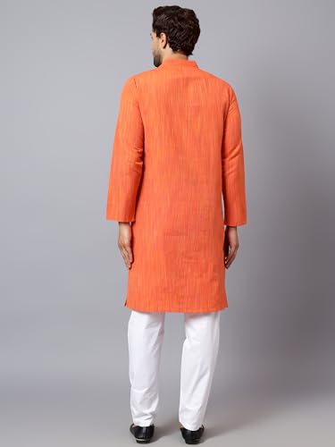 Image of LATEST CHIKAN Men's Cotton Long Kurta Full Sleeves - Casual Ethnic Wear