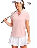 Obla Women's Golf Polo Shirt V-Neck Short Sleeve Collarless Dry Fit Tennis Running T Shirt Golf Tops