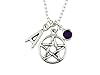 Personalised Pentacle Necklace, sterling or silver plated chain initial birthstone crystal, Pentagram Jewellery pagan wicca wiccan accessory yule gift witch Halloween costume protection charm goth #1