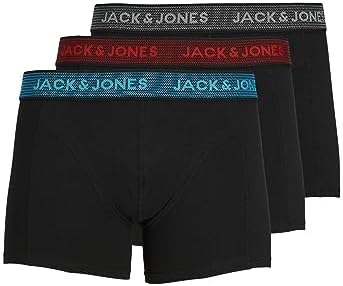 JACK & JONES Men's Jacwaistband Trunks 3 Pack Noos Trunks (pack of 3)