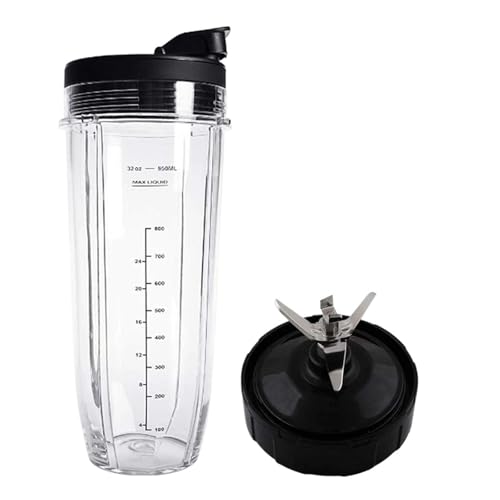QTWEWKFRR Tapa Y Vaso De 32 Onzas Y Hoja De 7 Aletas, Compatible con Ninja, Accesorios De Licuadora Auto IQ 1000W, Piezas De Repuesto BL482-LITE