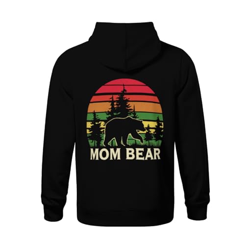 Kids Retro MAMA BEAR Women Family Mom Gift Boys Girls Lightweight Kangaroo Pocket Fleece Hoodies3
