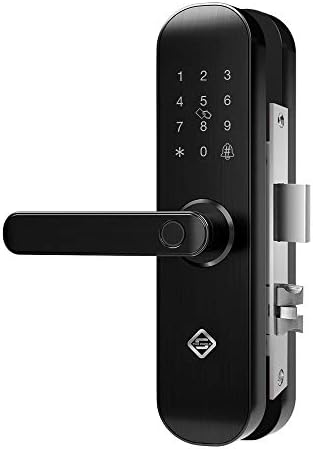 PINEWORLD Smart Door Lock, 202 Electronic Keyless Entry Door Sash Mortise Lock, 6 Ways to Unlock and Business Manage for Door Lock Security, Handle Reversible (Backset 2'') (202-L)