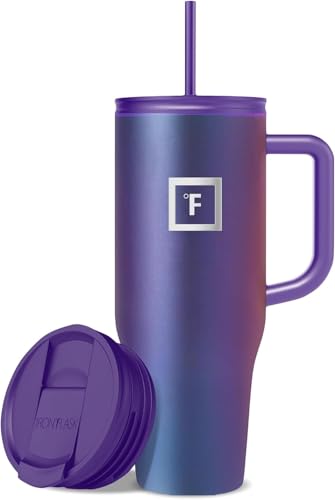 Comparison: Best Cup To Keep Drinks Cold 8 IRON °FLASK Co-Pilot Insulated Mug w/Straw & Flip Cap Lids - Cup Holder Bottle for Hot, Cold Drink - Leak-Proof - Water, Coffee Portable Travel Mug - Aurora, 40 Oz