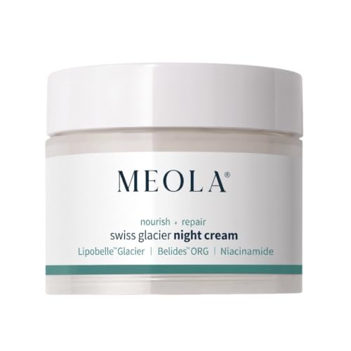 Image of Meola Intense Nourishing Night Cream for Women 50g | With Swiss Glacier, Niacinamide, Shea Butter & Daisy Extract | Skin Barrier Repair, Deep Hydration, Brightening, Collagen Boost & Damage Repair Face Cream