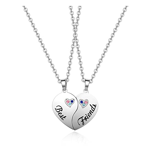 BOPREINA BFF Friendship Necklace for 2 Best Friend Necklaces for 2 Stainless Steel Half Heart...