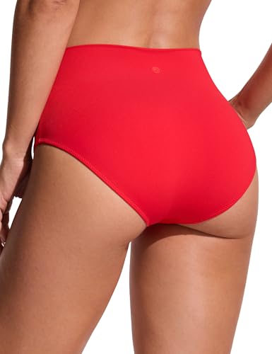 Image of CRZ YOGA V-Shaped High Waited Bikini Bottoms | Mid Cut Leg, Medium Bum Coverage, Cross Front, Swim, Bathing Suit Briefs for Women
