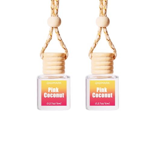 Image of Car Air Freshener Hanging, Essential Oil Diffuser for Car, Hanging Car Air Freshener, Long Lasting Automobile Aromatherapy Diffuser Bottle, Aromatic Bliss On the Go (2pcs Pink Coconut)