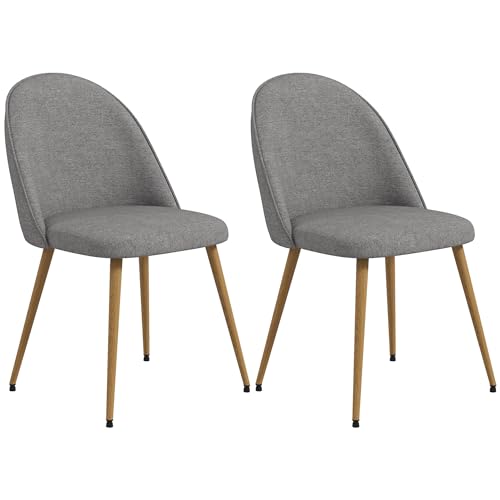 HOMCOM Pack de 2 Sillas de Comedor Sillas de Cocina Tapizadas de Tela de Lino con Patas de Acero para Salón Dormitorio Carga 120 kg 50x52x83 cm Gris
