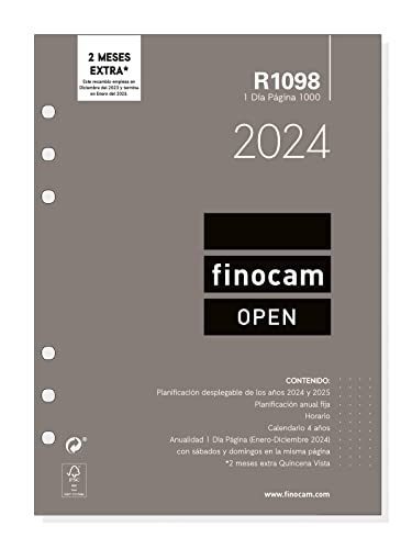 Finocam - Recambio Anual 2024 Open 1 Día Página Enero 2024 - Diciembre 2024 (12 meses) Español
