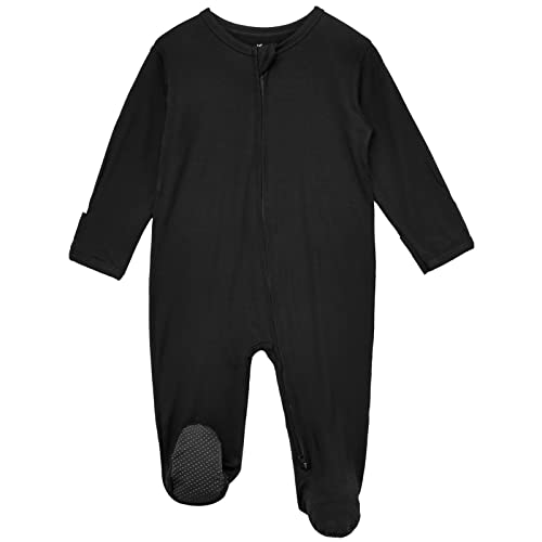 Aablexema Baby Footie Bamboo Pajamas Zipper - Unisex Infant Newborn Sleep Play Footed Onesie Pjs With Mittens(White And Black,3-6 Months) #TOP1