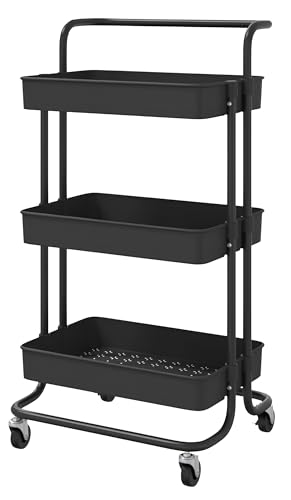 FORNOR Camarera Negra con Ruedas, Plastic, 42 x 38 x 84