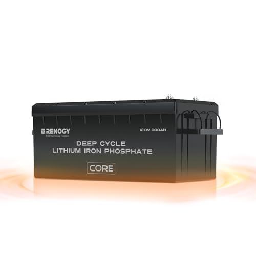 Renogy 12V 300Ah Self heating Lithium LiFePO4 Deep Cycle Battery, 5000+Deep Cycles, 200A BMS,Backup...
