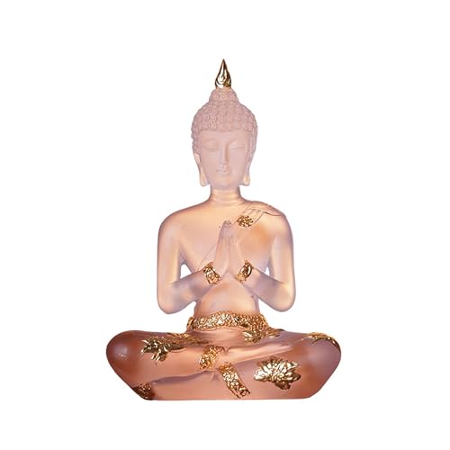 NNYCC Statue de Bouddha en Résine de Cristal, Décor de Méditation d'intérieur Figurine de Bouddha Assis Thaïlandais Cadeaux Spirituels pour Table Zen,Blanc,S