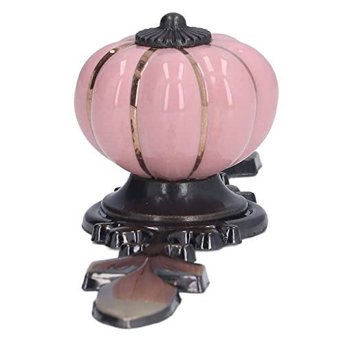 HERCHR Pumpkin Ceramic Knobs 2 Pack with Screws Gasket Cabinet Pumpkin Door Drawer Knobs Cabinet Door Pull Handle for Wardrobe Furniture Hardware Kitchen Cupboard Drawer - Image 2