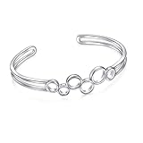DAOCHONG Sterling Silver Circle Bangle Classical Simple Plain Bangle Open Circle Karma Bangle Bracelets for Women