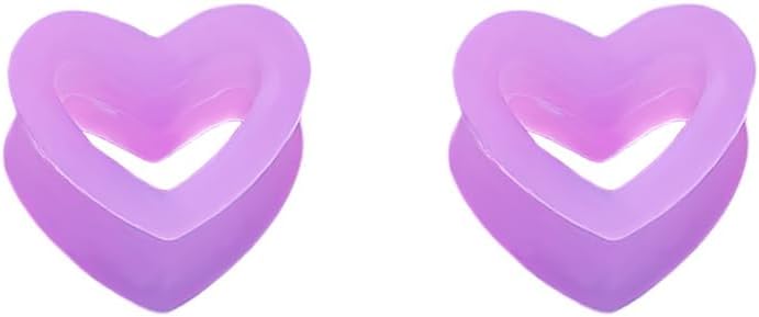 NewZenro Heart Silicone Ear Tunnel Plugs Gauges Expanders Hollow Flexible Soft Tunnels Kit Stretcher Earrings Fashion Lobe Piercing Body Birthday Jewelry for Women Her