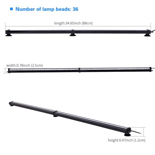 35" Aquarium Light with Air Bubble Hole, 5050 RGB LED Fish Tank Light with 16 Colors and 4 Modes, IP68 Waterproof LED Aquarium Lights with Remote Controller for Fish Tank (88CM)