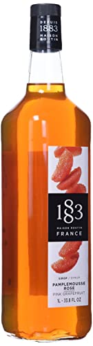 Image of 1883 Pink Grapefruit Syrup for Drinks, Made in France, 1 Liter Glass Bottle